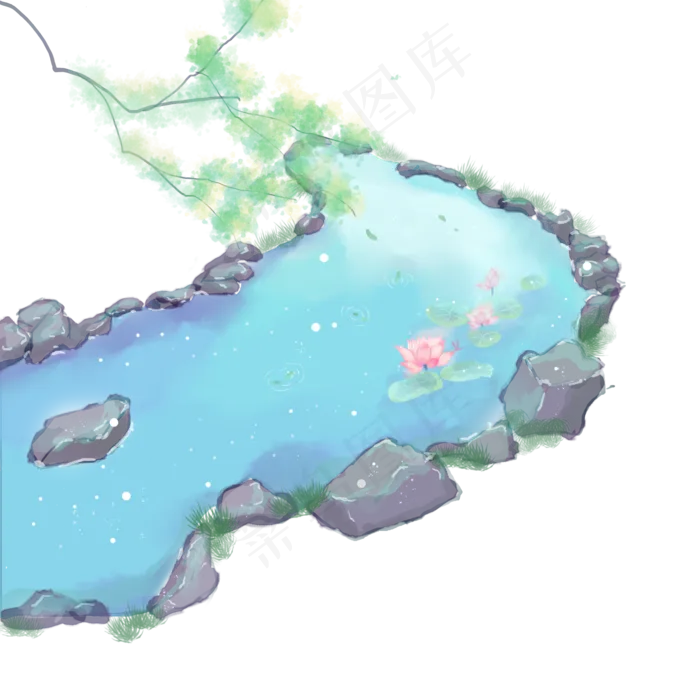 夏季主题池塘(2000X2000(DPI:300))psd模版下载