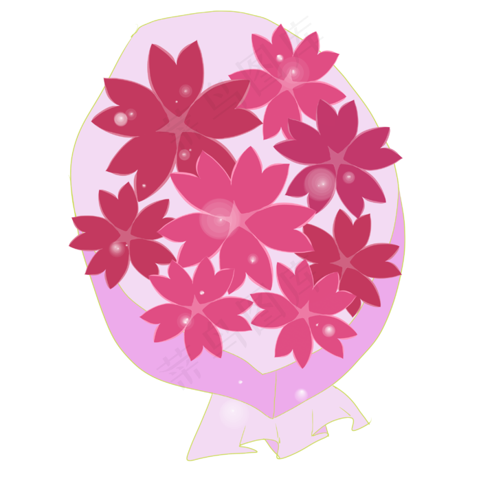 红色小花花束(3000X3000(DPI:300))psd模版下载