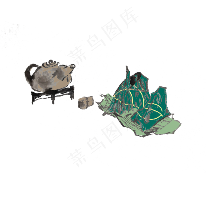 端午节手绘水墨粽子(4000X4000(DPI:300))psd模版下载