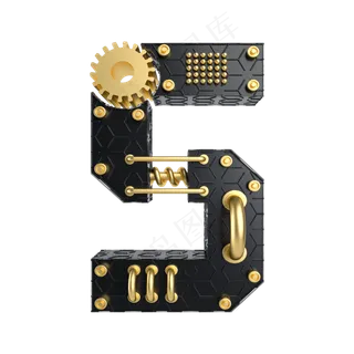 黑金质感倒计时数字5