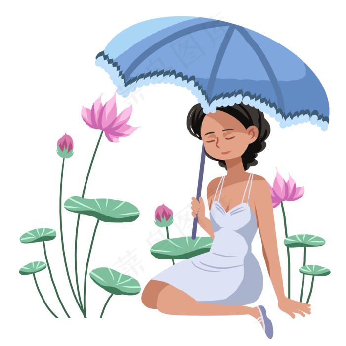 立夏雨伞女孩(3000X3000(DPI:300))psd模版下载