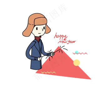 孟菲斯波普创意新年烟花边框,免抠元素