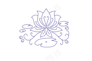 简洁线描荷花纹理花纹装饰