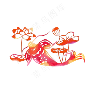 新春年年有余剪纸,免抠元素