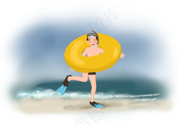 夏日游泳的小男孩(4961X3508(DPI:300))psd模版下载