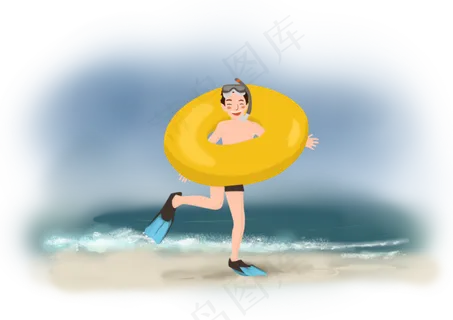 夏日游泳的小男孩