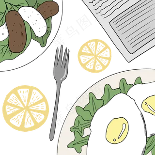 下午茶早午餐ins风餐桌美食沙拉健,免抠元素