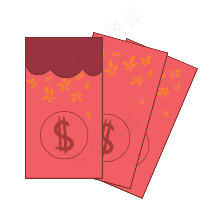 红色手绘喜庆红包元素,免抠元素