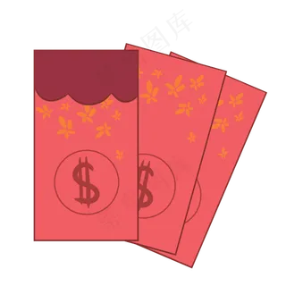 红色手绘喜庆红包元素,免抠元素