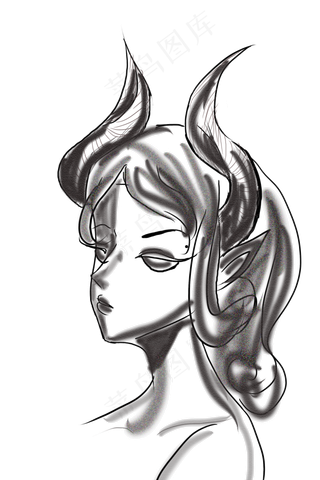 西方欧美手绘黑白纹身