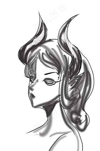 西方欧美手绘黑白纹身