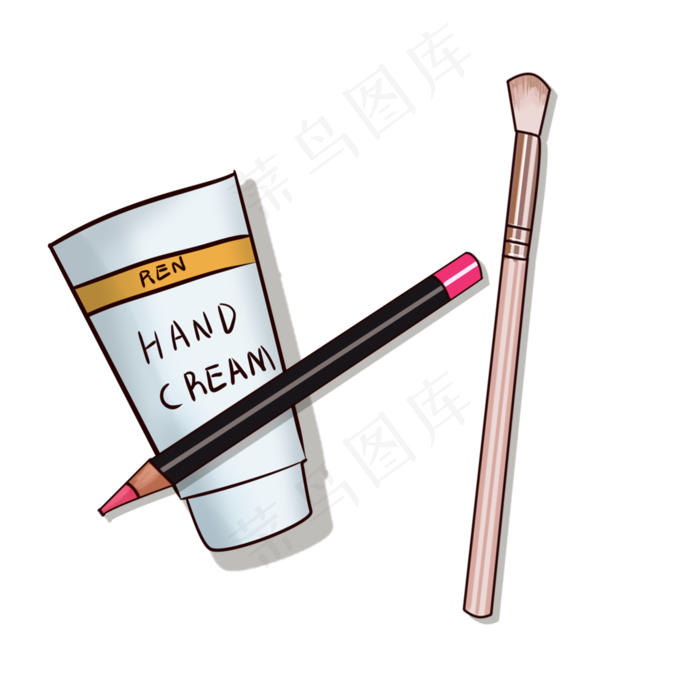 手绘化妆工具插画