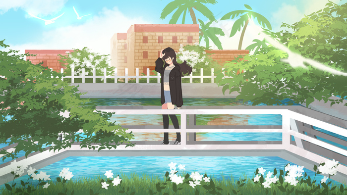 五一放假户外女孩(2880X1620(DPI:300))psd模版下载