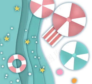 夏日海滩风景剪纸