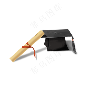 毕业季黑色学士帽手绘PNG素材,免抠元素