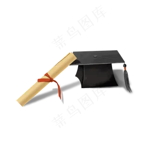 毕业季黑色学士帽手绘PNG素材,免抠元素
