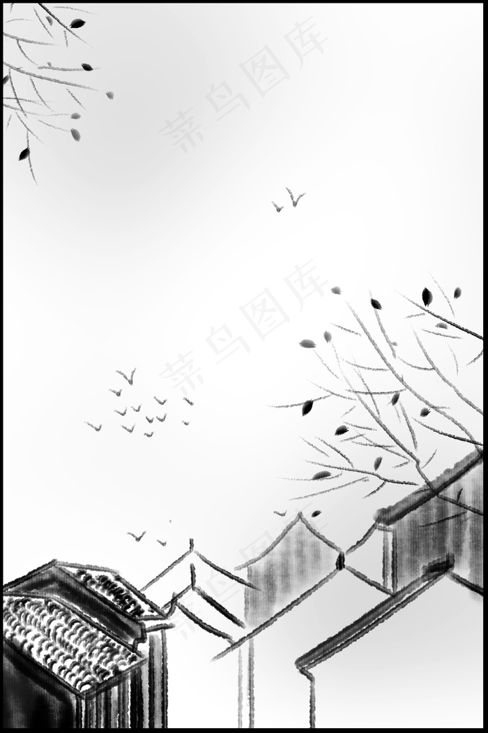 清新水墨风清明节海报背景模板