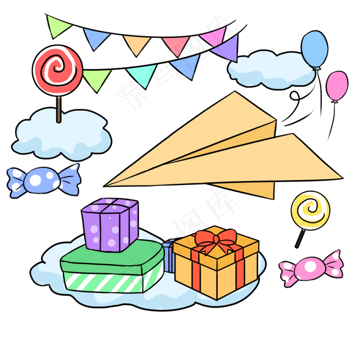 六一儿童节黄色卡通元素礼物糖果