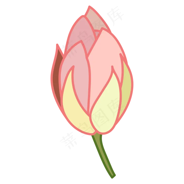 一只未开的卡通荷花免抠图(2000X2000(DPI:300))psd模版下载