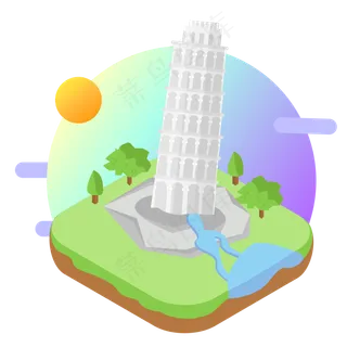 2.5D意大利比萨斜塔旅游景点