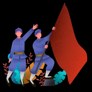 建党节拿这国旗军人