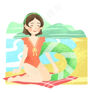 拿着泳圈女孩 拿着泳圈女孩
