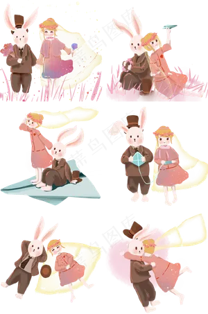 兔子先生和粉色连衣裙女孩的梦幻