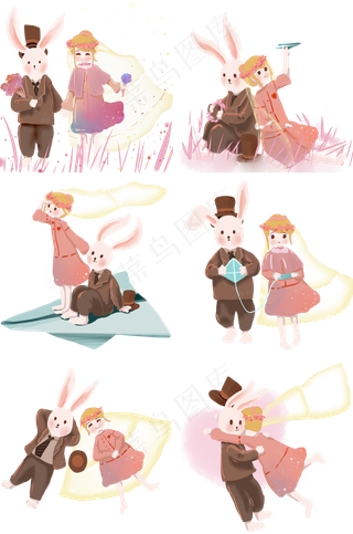 兔子先生和粉色连衣裙女孩的梦幻