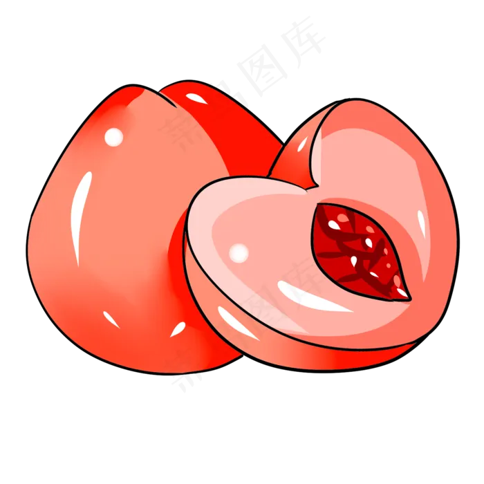 彩色手绘桃子食物(2000X2000(DPI:300))psd模版下载