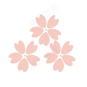 手绘扁平风樱花花瓣组合,免抠元素