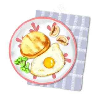 ins风餐桌美食美味简单培根,免抠元素