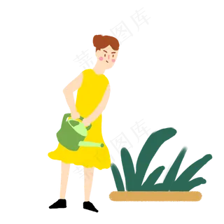 植树节可爱女孩浇水