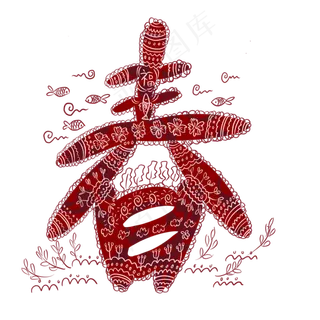 新年窗花春字剪纸,免抠元素