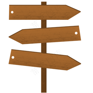 矢量图水彩棕色指路牌