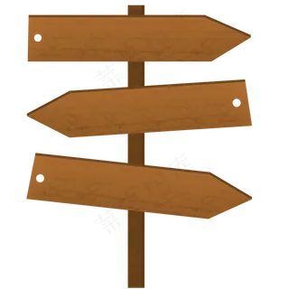 矢量图水彩棕色指路牌