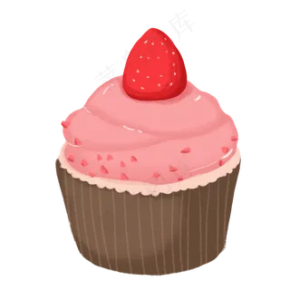 矢量手绘草莓水果蛋糕,免抠元素