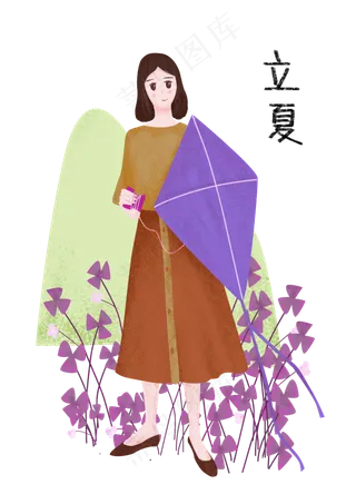 夏季放风筝女孩