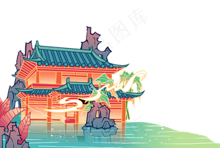 淡雅国画风格华清宫