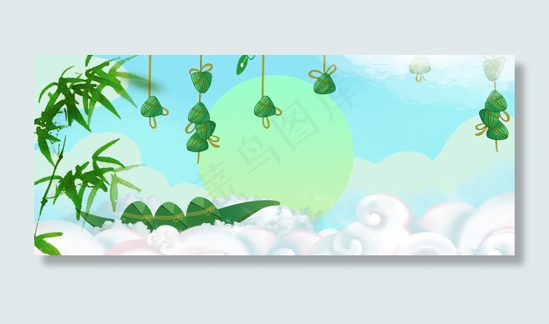 端午节小清新简约吃粽子美食背景