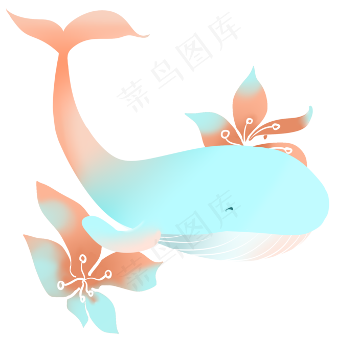 粉色游动的鲸鱼插画