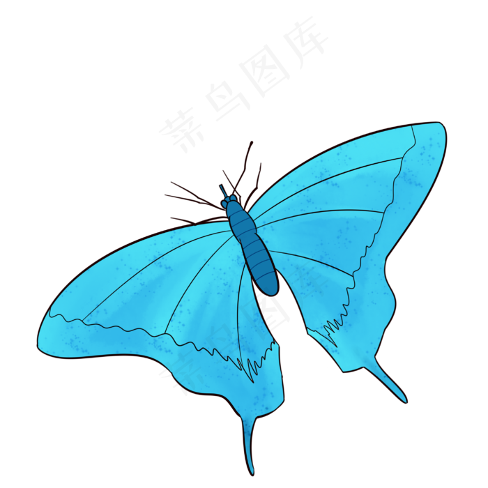 蓝色蝴蝶手绘装饰图案