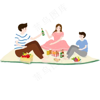 卡通手绘郊游野餐