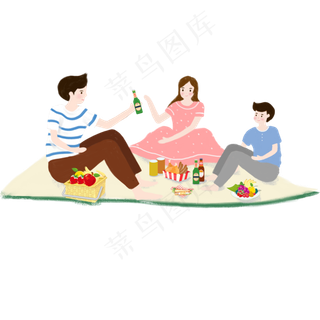 卡通手绘郊游野餐