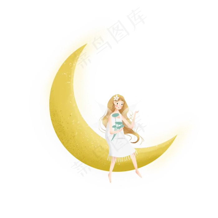 坐在月亮上的小精灵(2000X2000(DPI:300))psd模版下载