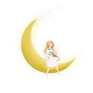坐在月亮上的小精灵