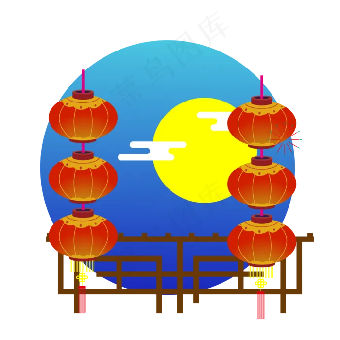 喜庆中秋手绘扁平灯笼元素合集,免抠元素ai矢量模版下载