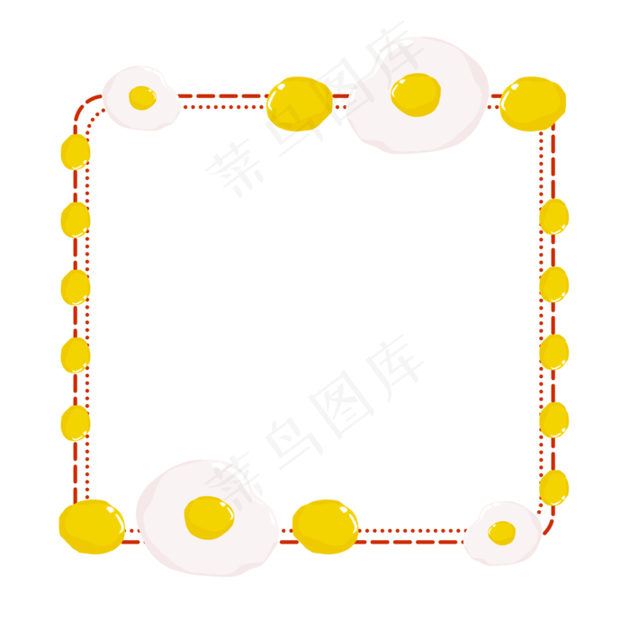 黄色荷包蛋卡通边框,免抠元素(2000*2000px 300 dpi )psd模版下载