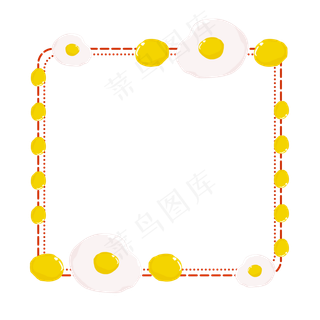 黄色荷包蛋卡通边框,免抠元素