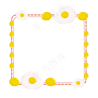 黄色荷包蛋卡通边框,免抠元素