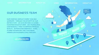 蓝绿色系渐变扁平风商务办公信息技术